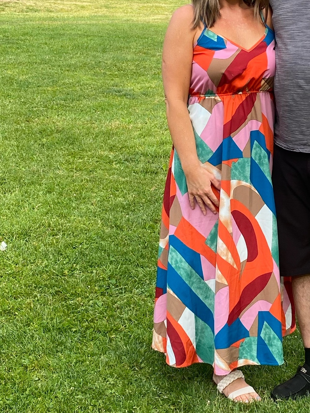 SHEIN Multicolor Abstract Print Maxi Dress - Red, Pink, Teal, Orange - Picture 3 of 3